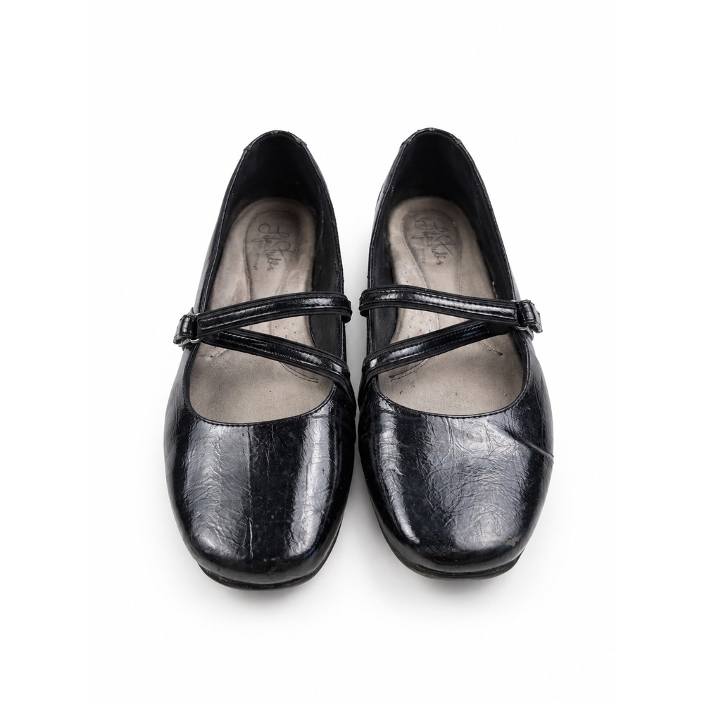 LifeStride Vintage Y2K Black Patent Double Strap Mary Jane Flats Women's Size 9